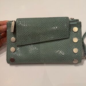 Hammitt 35 South Wristlet Wallet in Sage Snake Embossed Leather